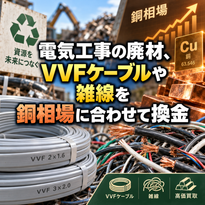 電気工事の廃材、VVFケーブルや雑線を銅相場に合わせて換金
